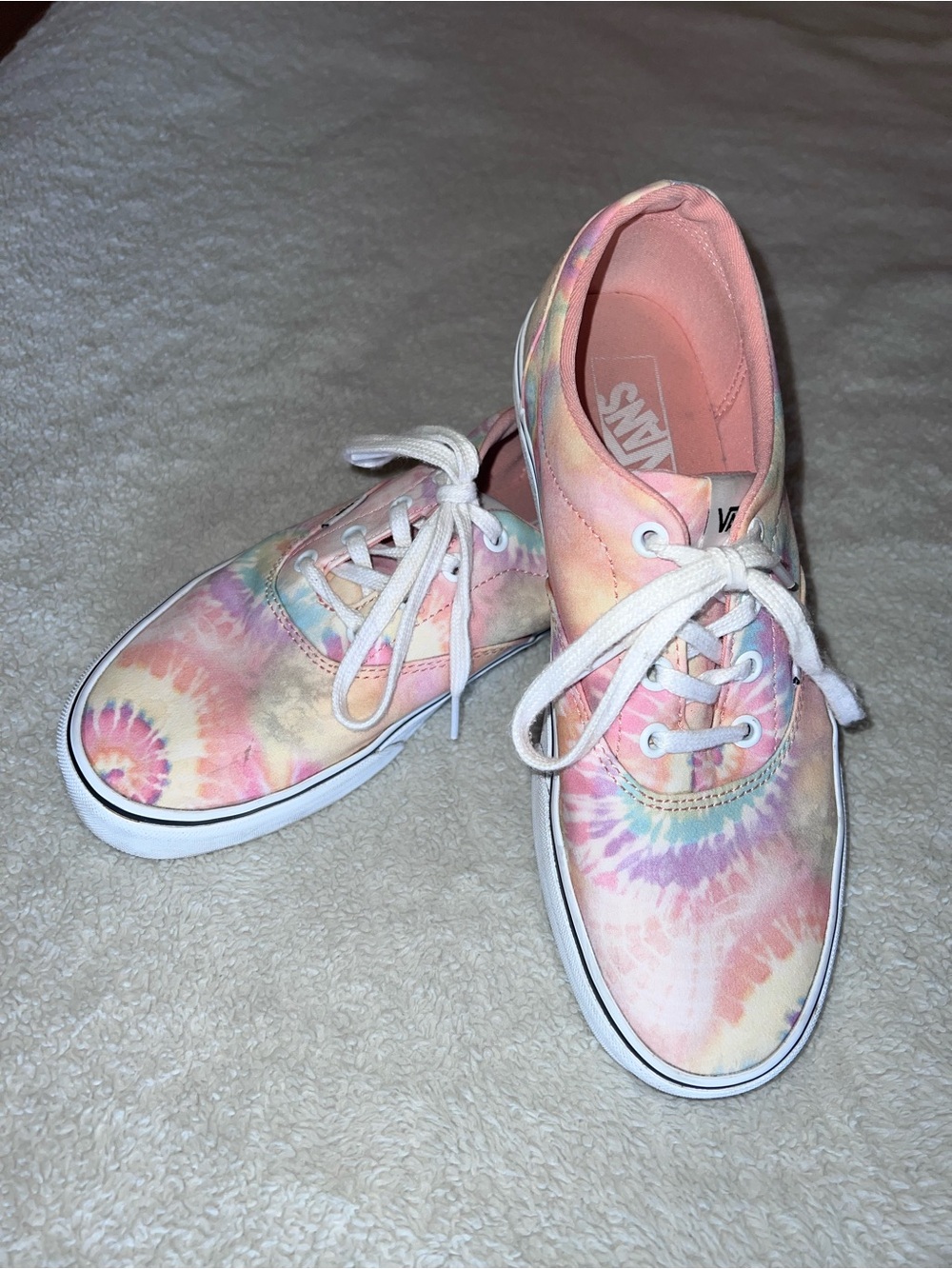 Vans Tie Dye Sneakers Pastel Pink Purple Yellow Canvas Low Tops - Picture 3 of 8